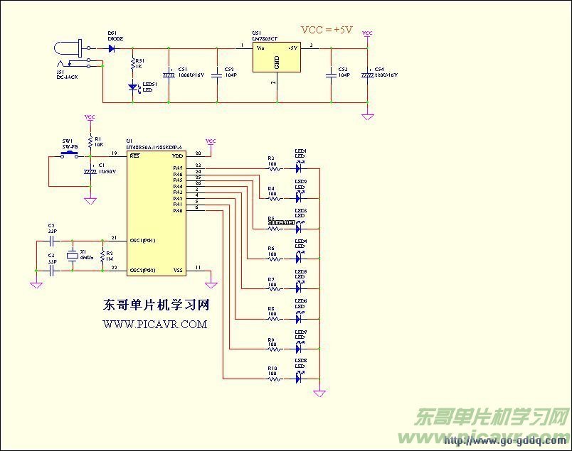 基于HT48R50的LED闪光程序