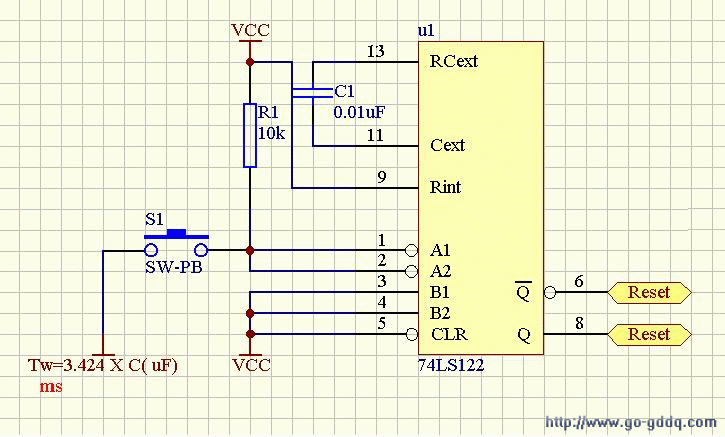 由74ls122构成多路复位电路图纸