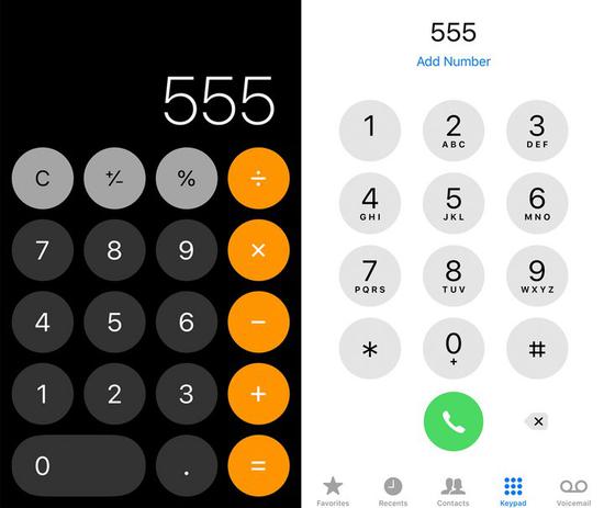 ▲ 左边为计算器，右边为电话拨号盘
