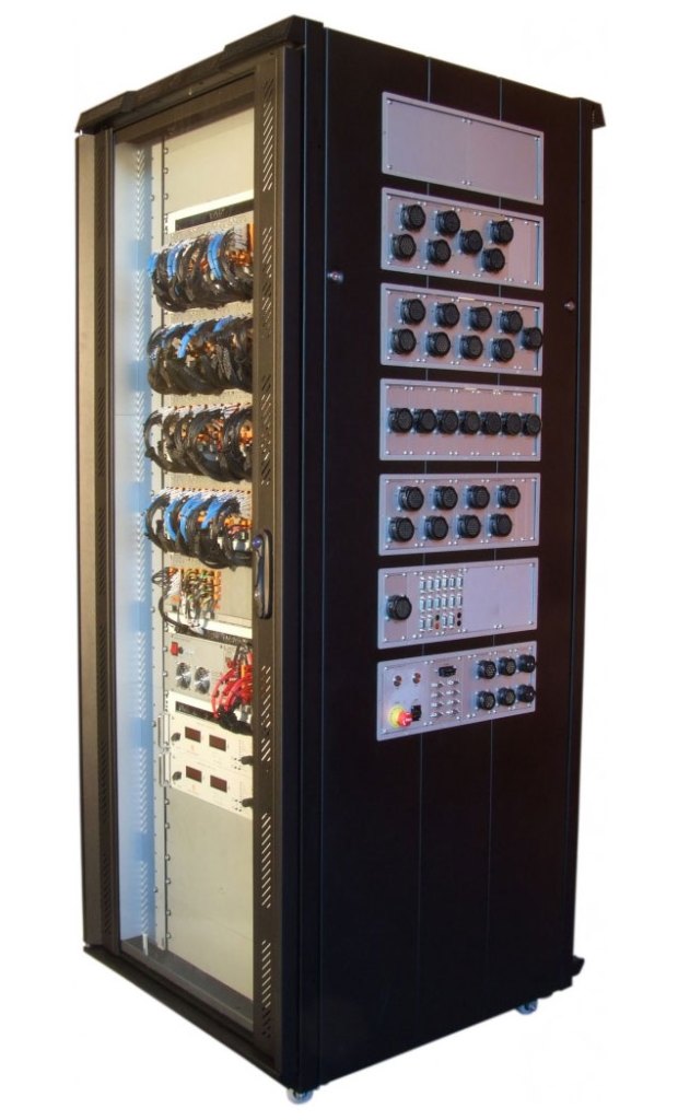 photo of a single rack hardware in the loop simulator