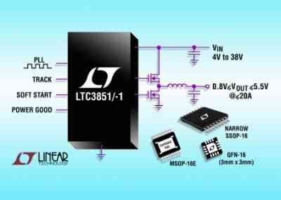 Linear推出LTC3851同步降压型DC/DC控制器